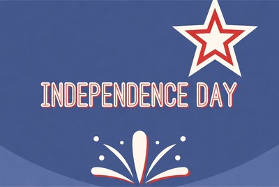 Independence Day Clipart with Star and Fireworks
