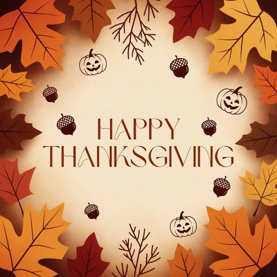 Happy Thanksgiving Autumn Illustration