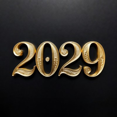 Gold 2029 Numbers on Black