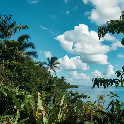 Tropical Lagoon with Palm Trees