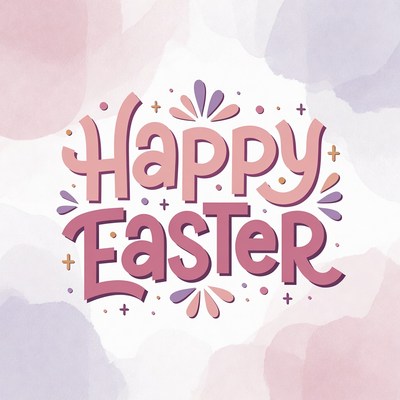 Happy Easter Text Illustration