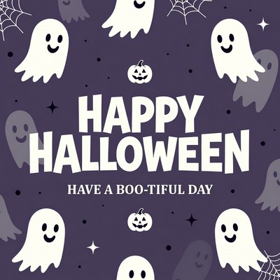 Happy Halloween Ghosts Illustration