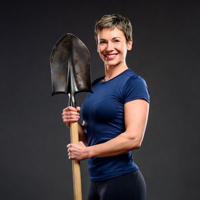 Fit woman holding shovel