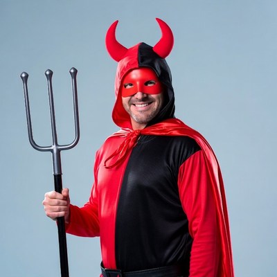 Man in devil costume with trident