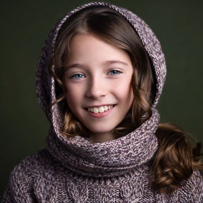 Girl smiling in hooded sweater