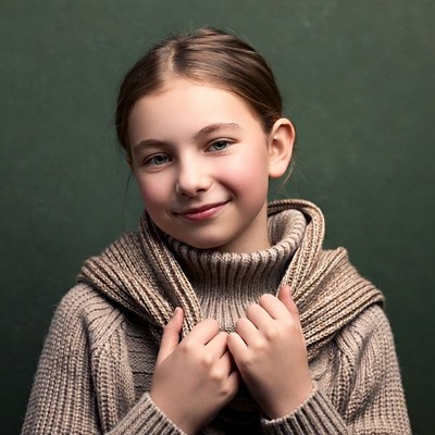 Smiling girl in turtleneck sweater