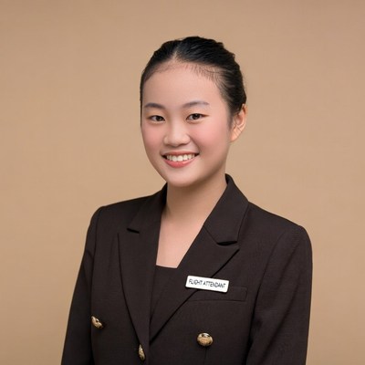 Asian flight attendant smiling