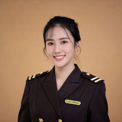 Asian flight attendant smiling