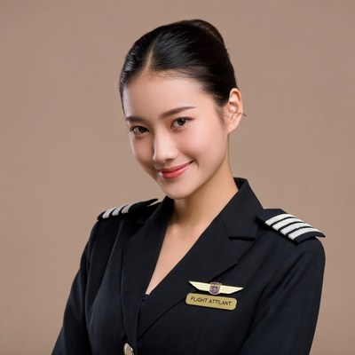 Asian flight attendant smiling