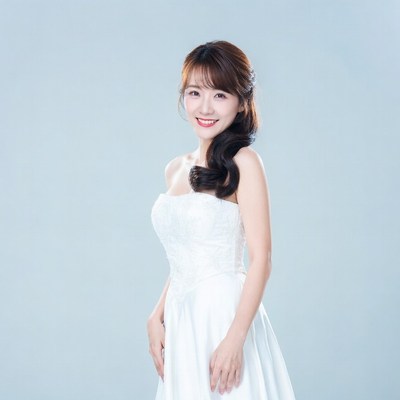 Asian bride in white wedding dress