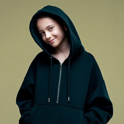 Girl smiling in black hoodie