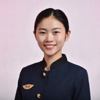 Asian woman wearing pilot uniform