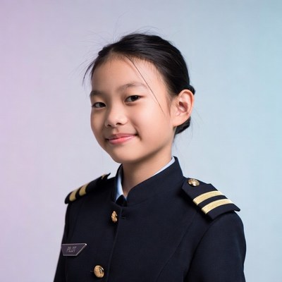 Asian girl in navy uniform