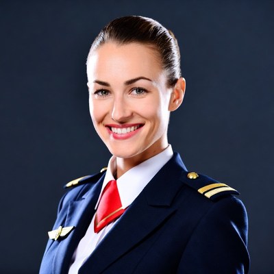 Smiling female pilot in uniform