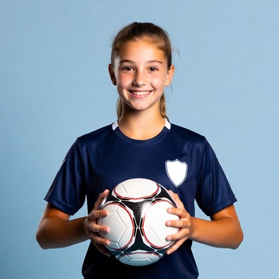 Girl holding soccer ball