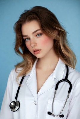 Beautiful woman doctor with stethoscope