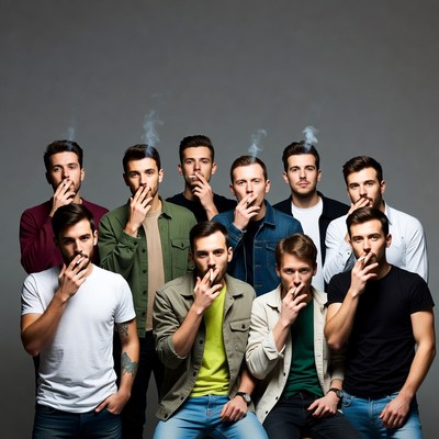 Group of Young Men Smoking Cigarettes
