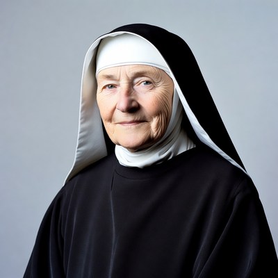 Elderly nun in traditional habit