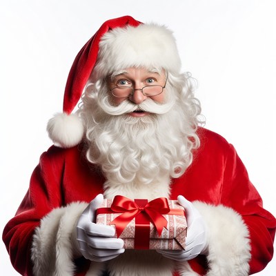 Santa Claus holding Christmas gift