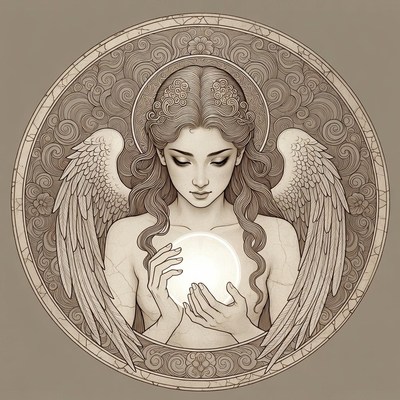 Angel Woman Holding Glowing Orb