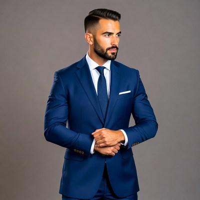 Handsome man in navy blue suit