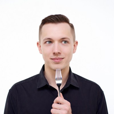 Man holding fork