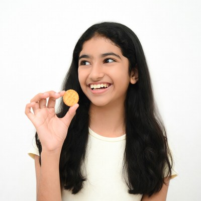 Indian girl holding cracker