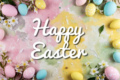 Happy Easter with Colored Eggs