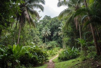 Dirt Path Through Tropical Rainforest