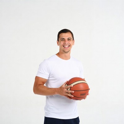 Man holding basketball