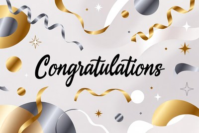 Congratulations with Gold Ribbons
