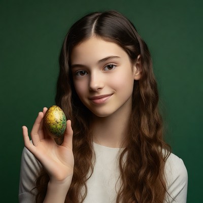 Girl holding yellow Easter egg