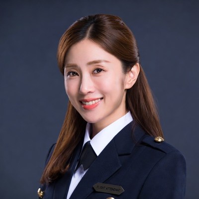 Asian flight attendant smiling portrait