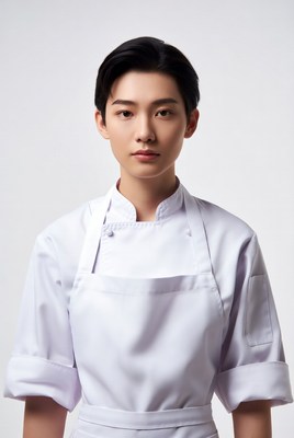 Asian chef in white uniform