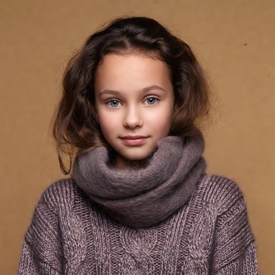 Girl in gray sweater and scarf