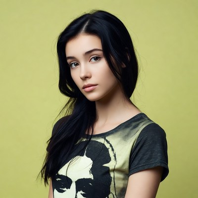 Asian woman in graphic t-shirt