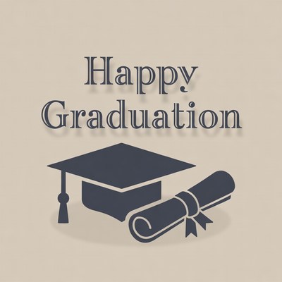 Happy Graduation with Cap and Diploma
