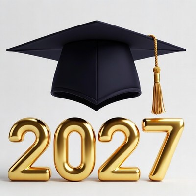 Graduation Cap 2027 Golden Numbers