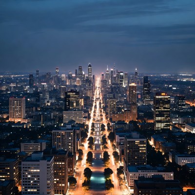 Philadelphia Benjamin Franklin Parkway at Night