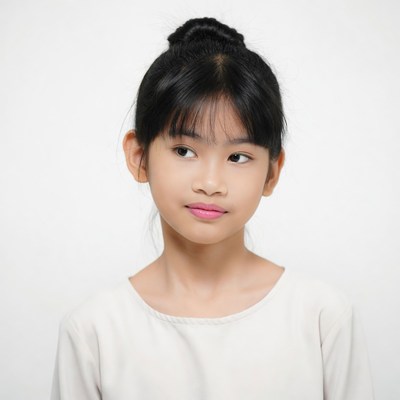 Asian girl with bun hairstyle