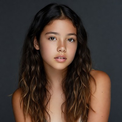 Teen girl with long wavy hair
