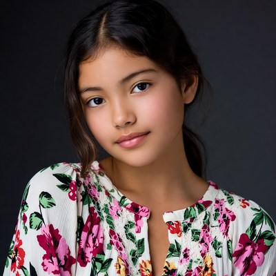 Asian girl in floral dress