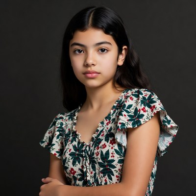 Latino girl in floral dress