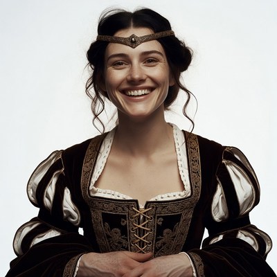 Woman in Renaissance gown smiling