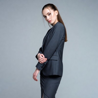 Woman in gray business suit