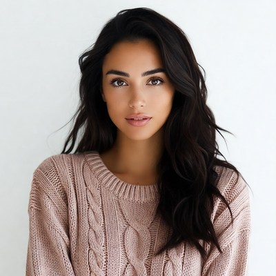 Beautiful woman with long dark hair