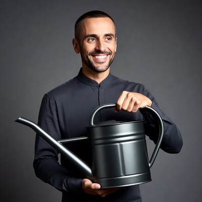 Man holding watering can