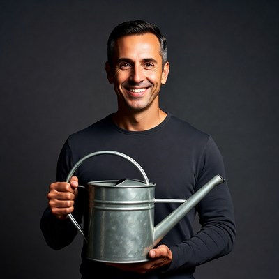 Man holding watering can
