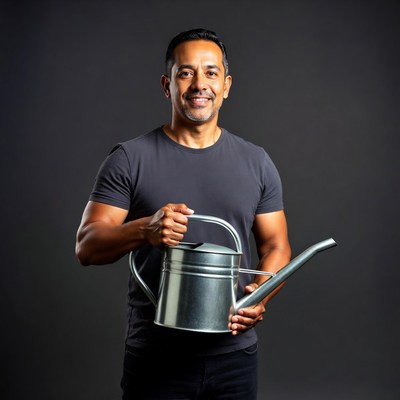 Man holding watering can