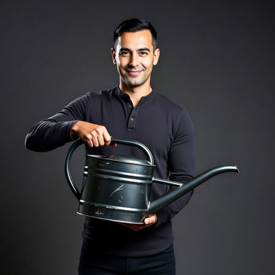 Man holding watering can